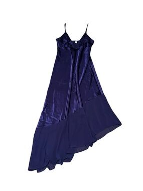 Vintage Y2K Satin Slip Nightgown Dress Purple Fairy Coquette Asymmetric
